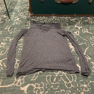 Grey cold shoulder long sleeve